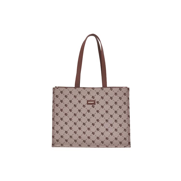 New NERDY Polyester Combo Bag Tote Bag Shopping Bag Shoulder Bag Unisex Brown PNEF22AA064101