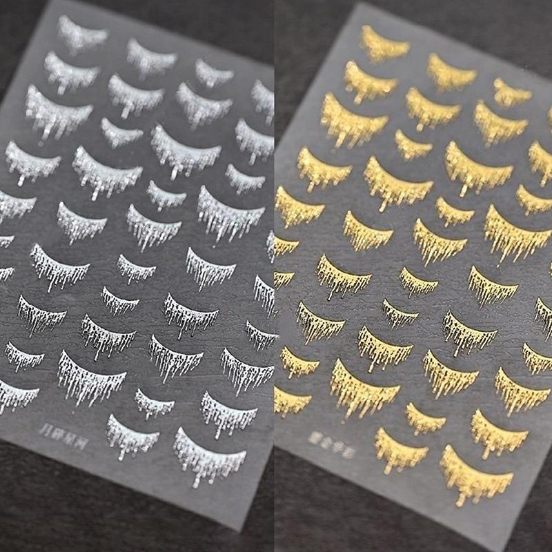 3D Lines Nail Stickers Silver Gold Metal Stripe Decals Curve Gel Nails Art Sliders Polish Manicure Decor Foils