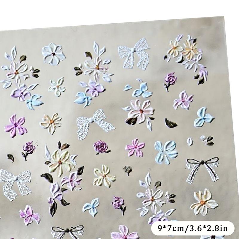1Pcs 5D Embossed Flowers Nail Stickers Petals Nail Charms Art Decoration Self Adhesive Decal Nail Art Accessories