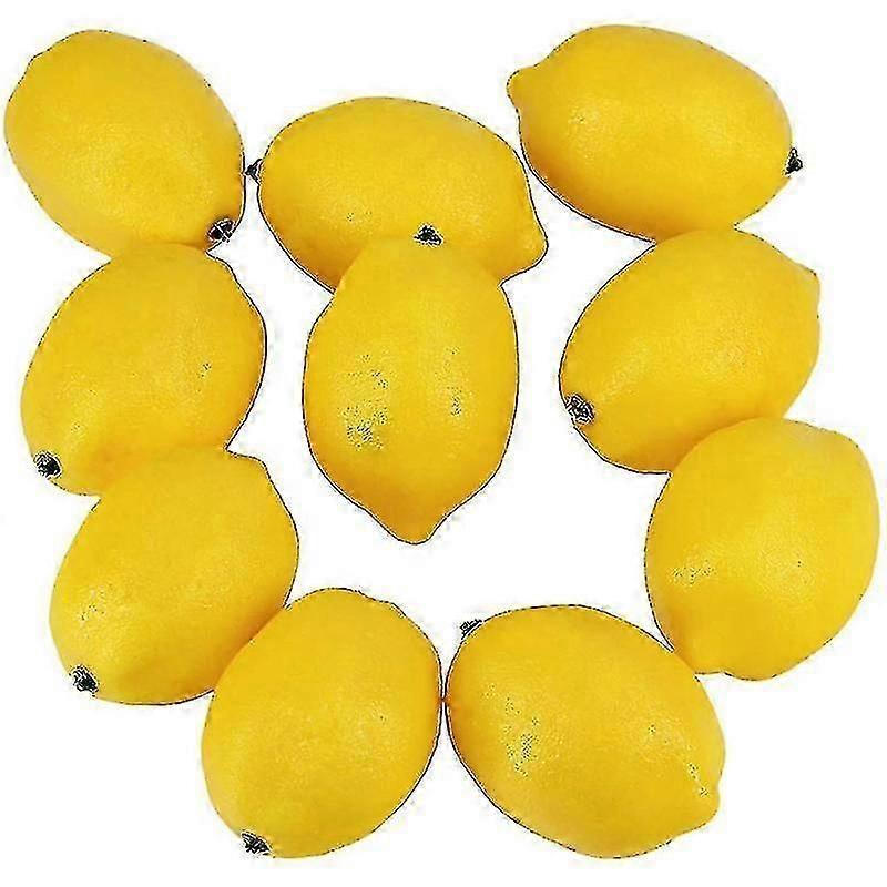 20 Pcs Artificial Lemons Fake Lemons Faux Lemons Fruits In Yellow 3 Inch Long X 2 Inch Wide-HYJ
