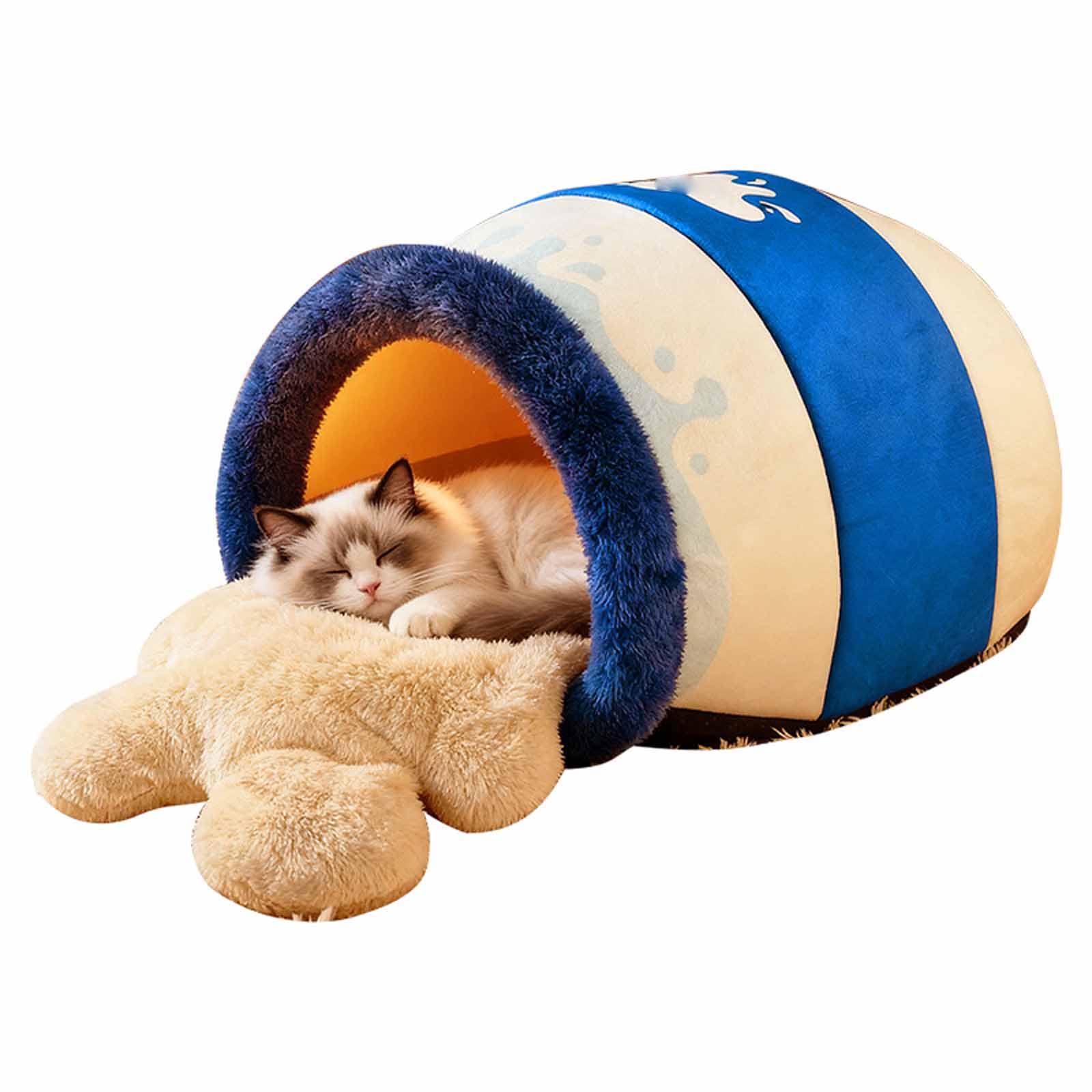 

Honey Canister & Dog Bed, Semi-Enclosed Cozy Pet Bed, Winter Warm Soft Plush , Breathable Sleeping Mat, Small Medium Large L