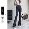 Micro-Flare Shark Fleece Pants: 2026 Spring/Autumn High-Waist, Hip-Lifting, Cropped Petite Flare Base Layer