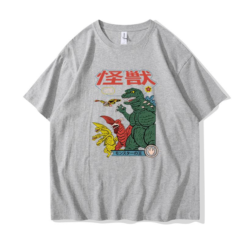 

T-shirt Street Style T-shirt Cartoon Short Sleeve Casual Summer Cotton Men s Hip Hop Dinosaur Print 2023 Japan Harajuku Top 3XL