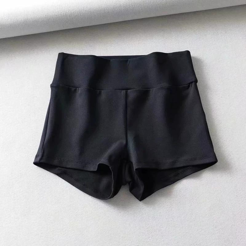 Pantaloncini Sportivi Retro Stile Europeo e Americano a Vita Alta Stretti per un Look Snello