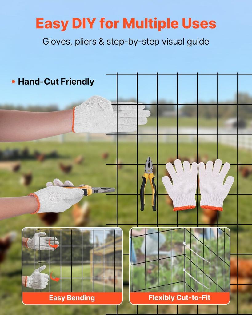 Hardware Cloth 91cm x 7.62m, 2 x 3 in Mesh 16 Gauge Galvanized Wire Mesh Roll, Weather-Resistant Vinyl Coated Chicken Wire Fencing, Heavy Duty Welded