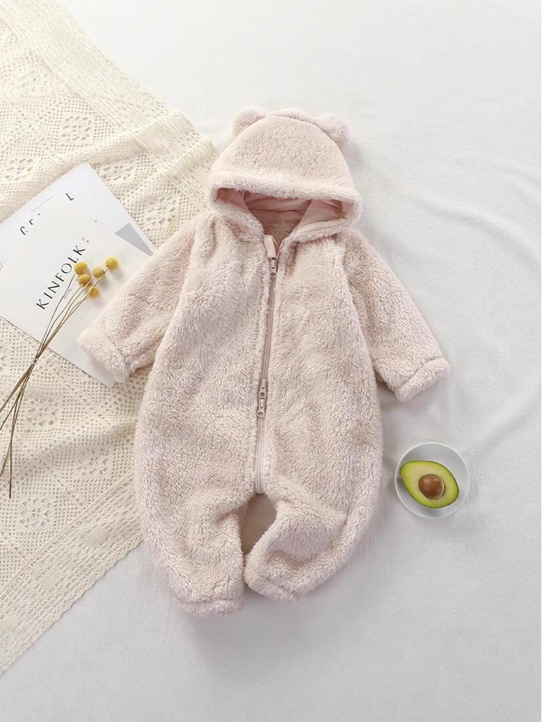 Macacão de Pelúcia para Recém-Nascidos: Macacões e Pijamas com Zíper Quentes para Outono/Inverno