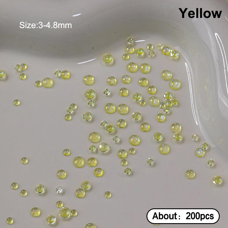 200Pcs Colorful Mermaid Bubble Bead Nail Art Accessories Flat Candy Colored Semi-Circular Diamond Nail Decoration