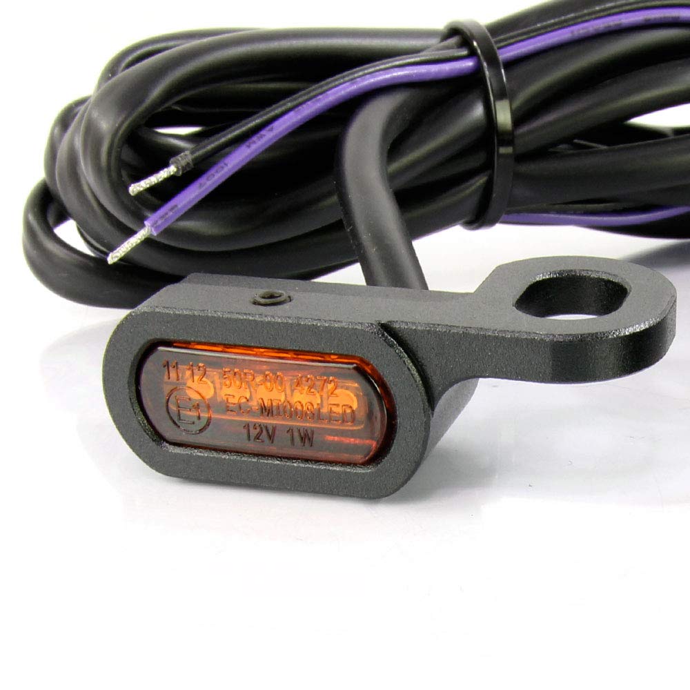 Rise Corporation Harley Sportster Softail Dyna LED Relocation Micro Mini Turn Signal Black Body Amber Lens for XL883 XL1200