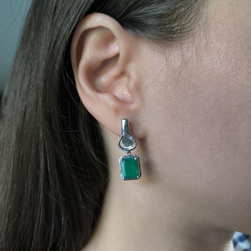 Серебряные серьги с натуральным агатом 3.688ct (2189770)