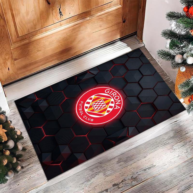 Tappeto Morbido Antiscivolo per Interni con Motivo Calcio Girona FC Tappetino Decorativo Sportivo per Camera da Letto