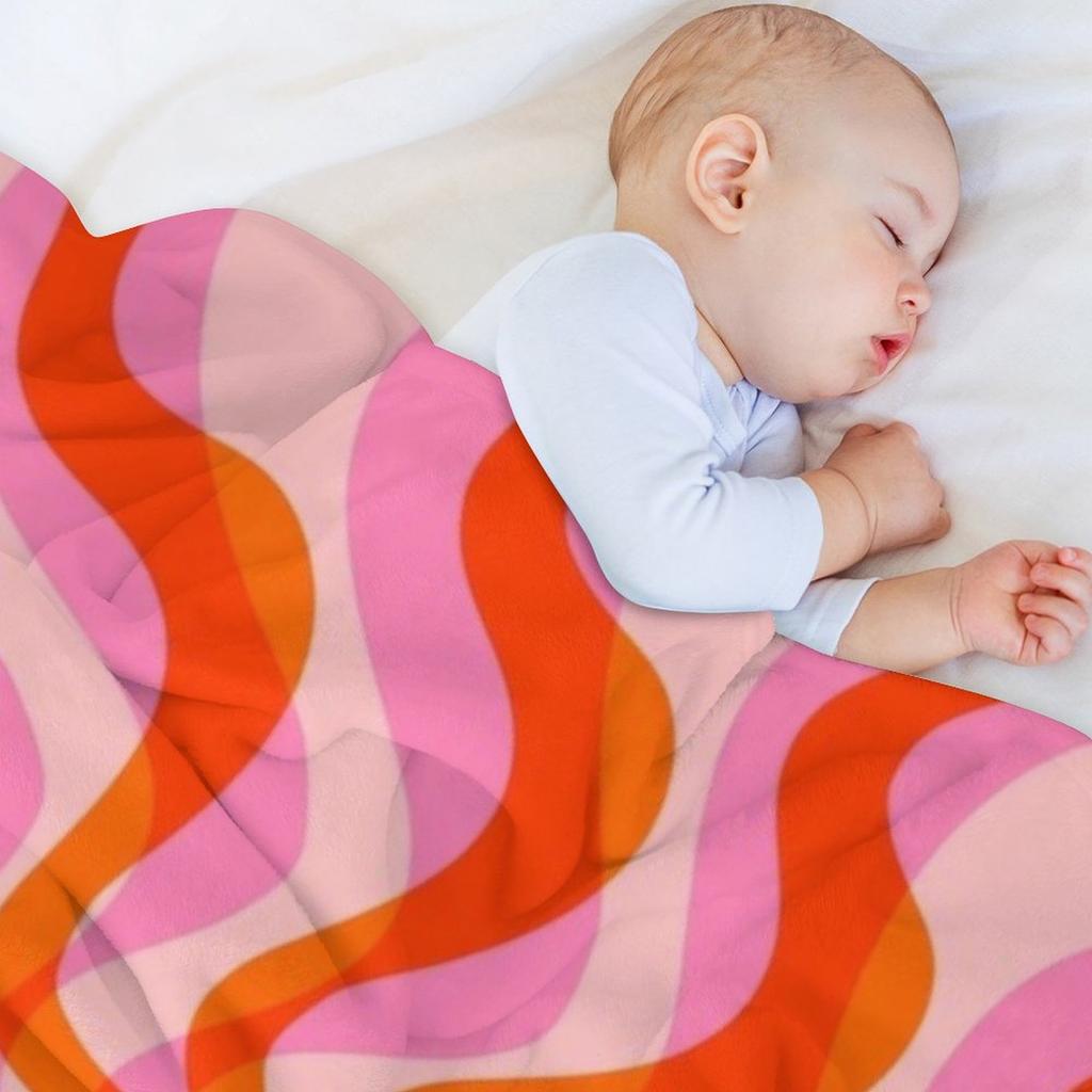 Swirl 70s Retro Abstract Pink and Orange Throw Blanket Baby Flannels Sofa Hairys Blankets