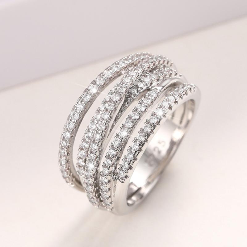

CAOSHI Copper Color Cross Design Ring Female Party Accessories with Dazzling Zirconia Fashion Modern Style Zircon for Ceremony 6