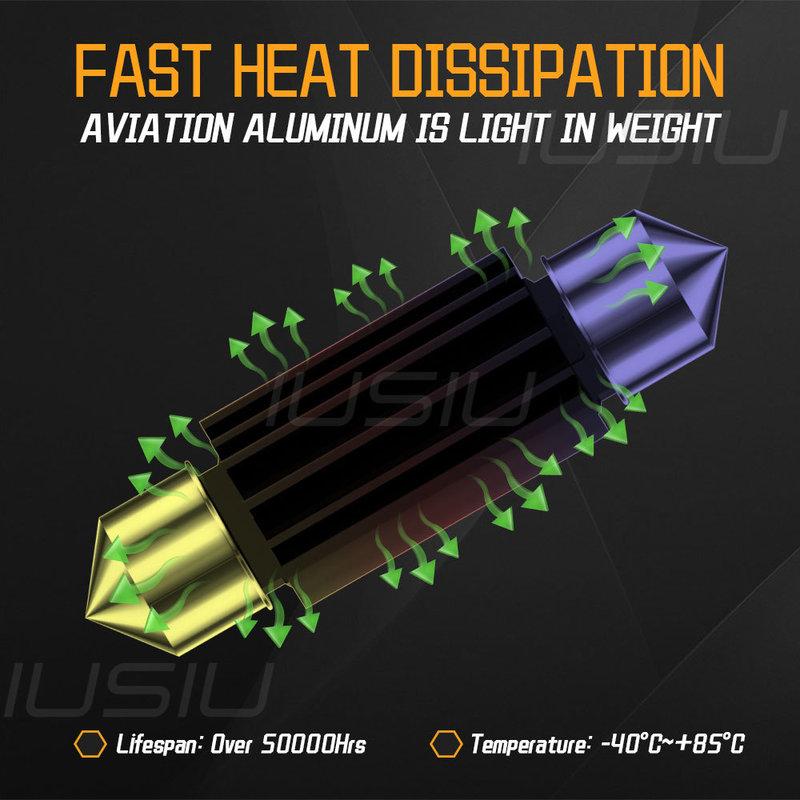 IUSIU 2PCS C5W C10W 31mm Led Festoon Bulb 36mm 39mm 41mm 31 mm SV8.5 Car Light Interior Reading Door Dome Trunk Signal Lamp 12V