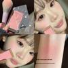 HERORANGE Delicate Skin-Melting Blush with Fine Shimmer - Peach Pink for Daily Natural Plumping and Brightening