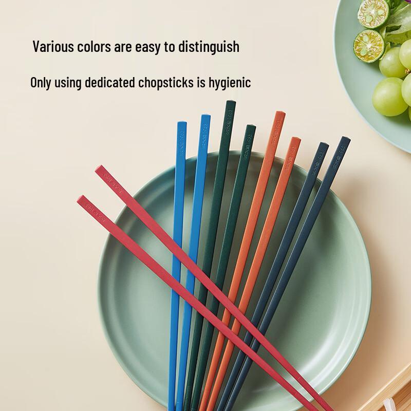 Chuidahuang Color-Coded Antibacterial Alloy Chopsticks, 5 Pairs
