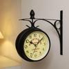 Vintage Double Side Silent Wall Clock Decorative Clock Party Decoration Supplies for Home Festival Indoor Outdoor