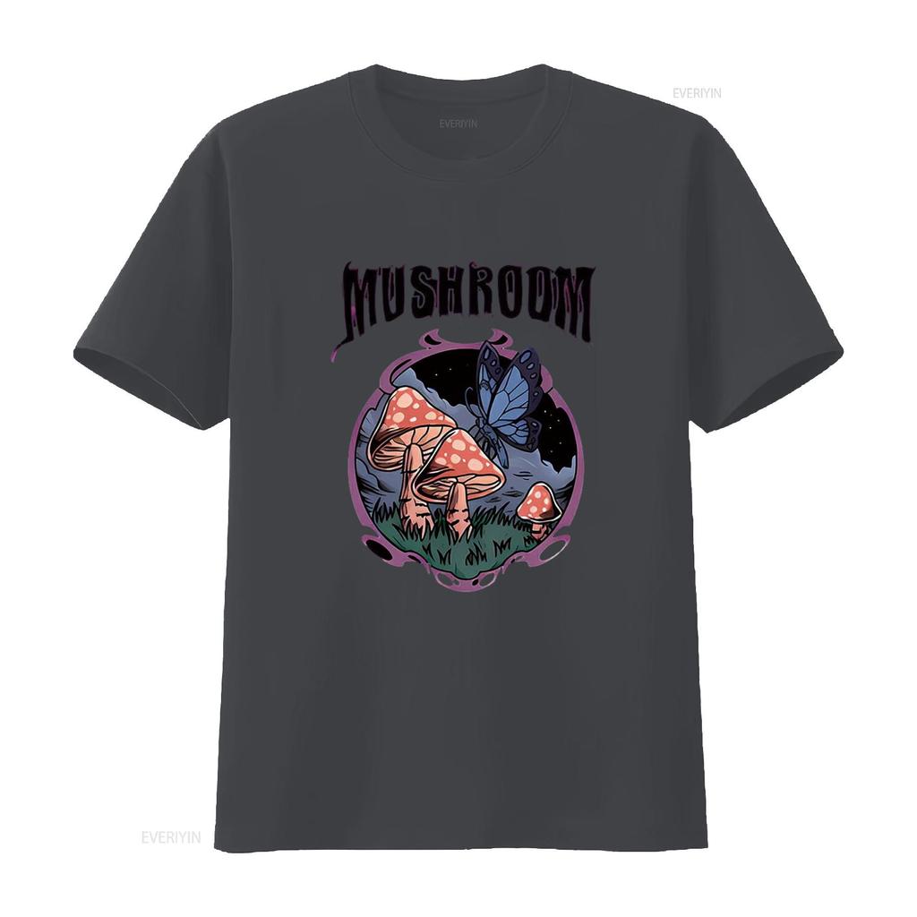 Mens MUSHROOM Casual T Shirt White 2X Large Vintage Washed Breathable Designer Clothes Top For Everyday Wear Comfortable Homme