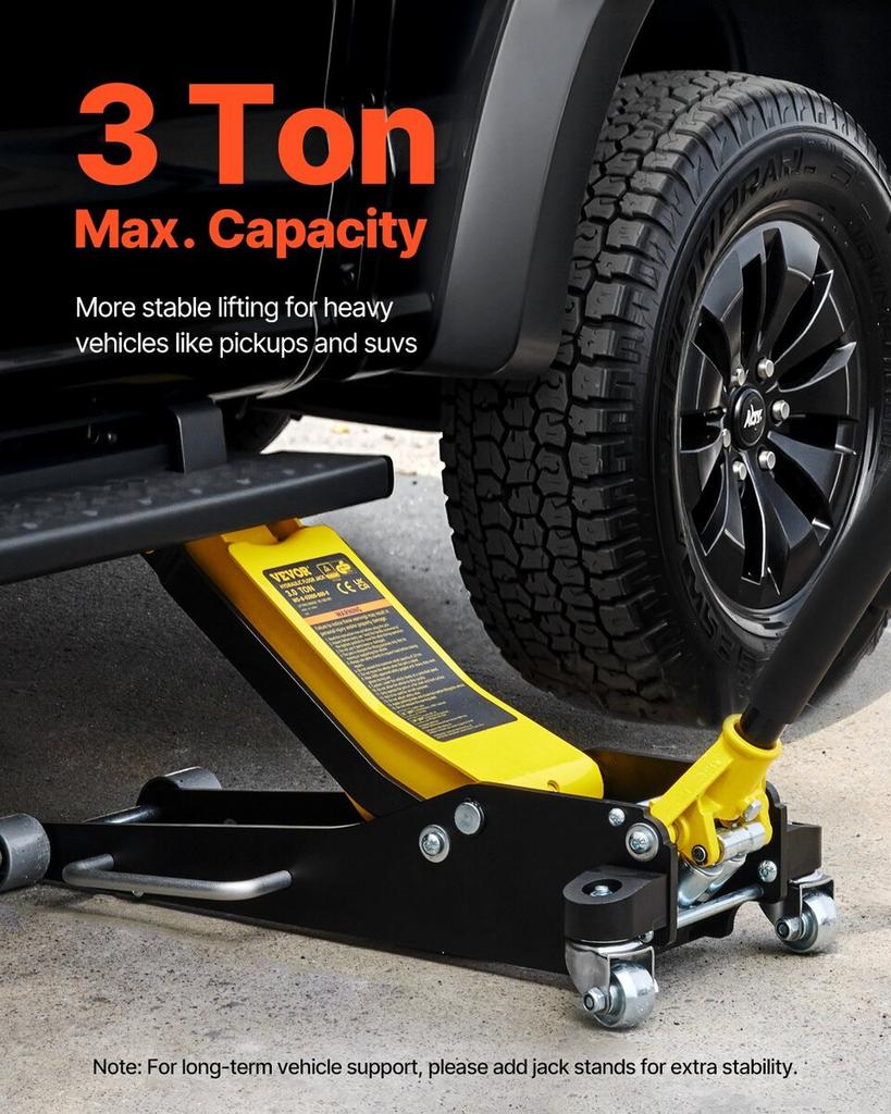 Floor Jack, 3 Ton Low Profile Floor Jack, Aluminum And Steel Racing Floor Jack With Dual Pistons Quick Lift Pump, Floor Jack Lifting Range 90 mm-500