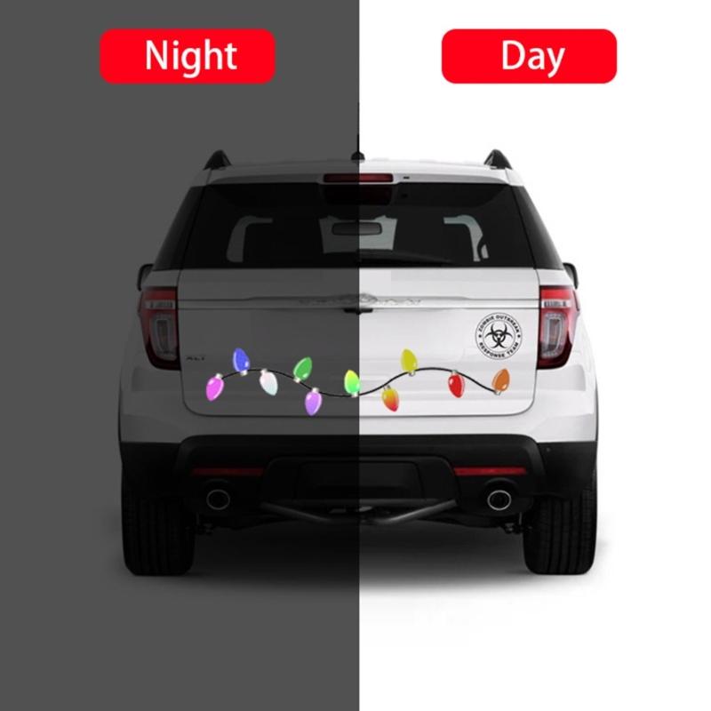 Christmas Reflective Car Magnets Set Snowman Santa Magnets Decoration Bulb Light Magnets Stickers for Home Refrigerator Door