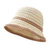 Contrast Color Brim Knitted Breathable Bucket Hat Women's Autumn New Vacation Sunscreen Basin Hat Versatile Casual Bucket Hat
