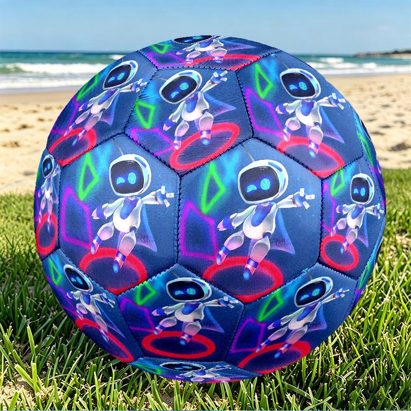 Cosmic Bot Crew Print Size 5 Soccer Ball, PU Wear Resistant Football for Match Training and Daily Practice, Birthday Gift for Soccer Fans