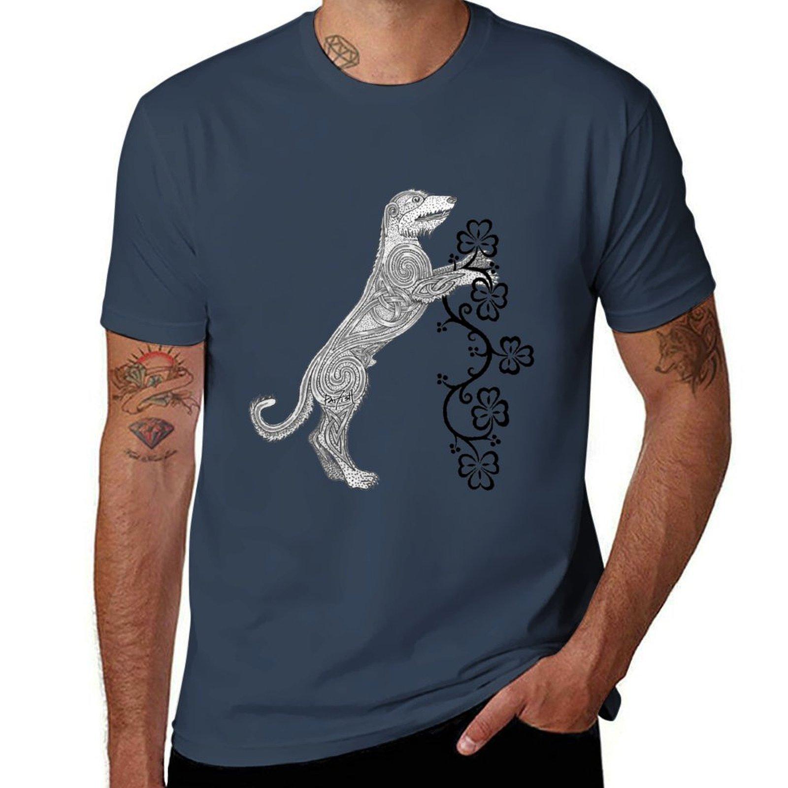 Rampant Celtic Knotwork Irish Wolfhound Tshirt Sport Basic Moisture Wicking Tee S