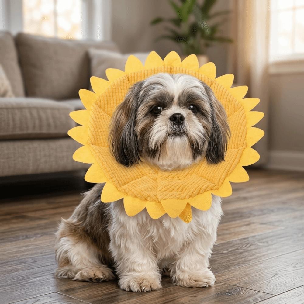 Soft Foam Sunflower Collar Sunflower Shaped Anti-Lick Neck Ring Dog Cone Collar  Skin Recovery Care