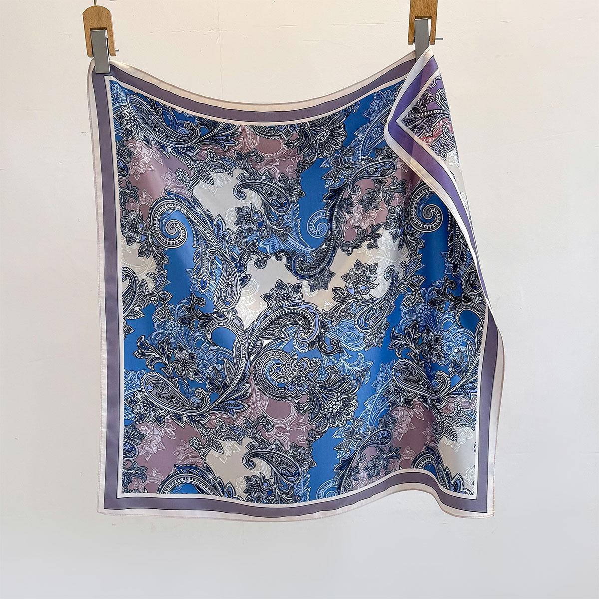 

1 шт. роскошный квадратный шарф из искусственного шелка для женщин, двухсторонний шейный платок с узором пейсли, банданы, платки, повязки для волос, шали, накидки