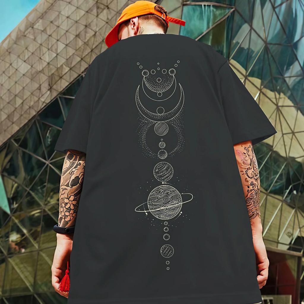 2024 yeni yaz erkek tişört 3d pusula baskılı kısa kollu Tees basit moda erkek giyim gevşek büyük boy tişört erkekler için