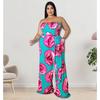 MY900 Plus Size Womens Sleeveless Knit Jumpsuit With Floral Print Rose Red Blue Breathable Milk Silk Fabric Straight Leg 2025 Collection
