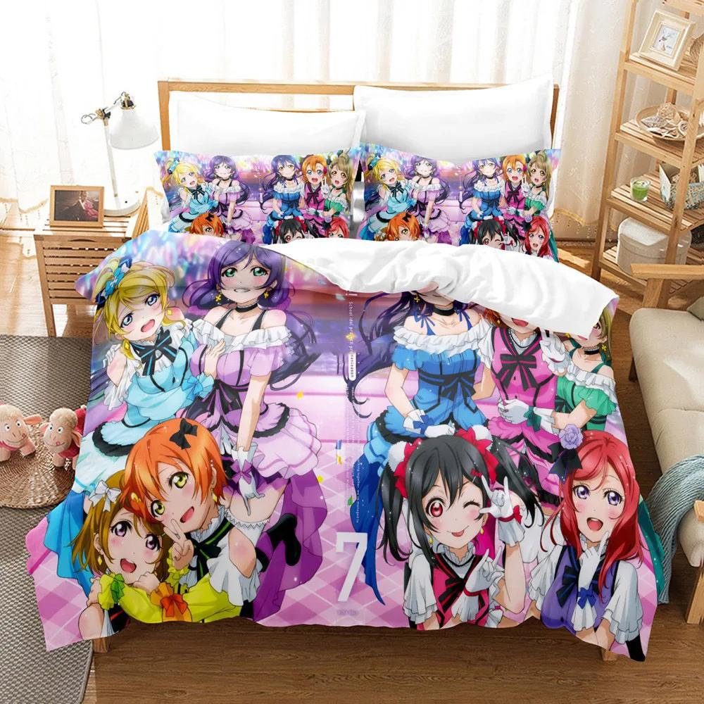 3D Printed Love Life Bedding Set Pillowcase Animation Cover Down Quilt Cover Double Twins Whole King Adult Children Bed Cover Quilt Cover