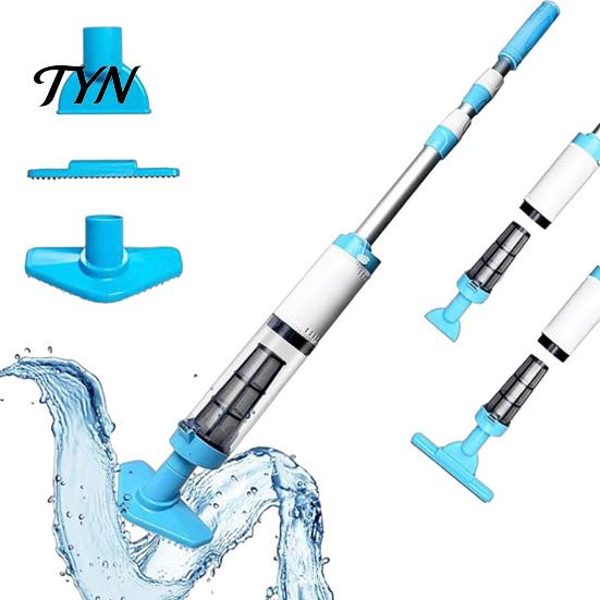 Automatic Pool Bottom Sweeper Handheld Vacuum with Pole, Cordless Rechargeable Hot Tub Vacuum, Easy Operation Cleaning Device Powerful Suction