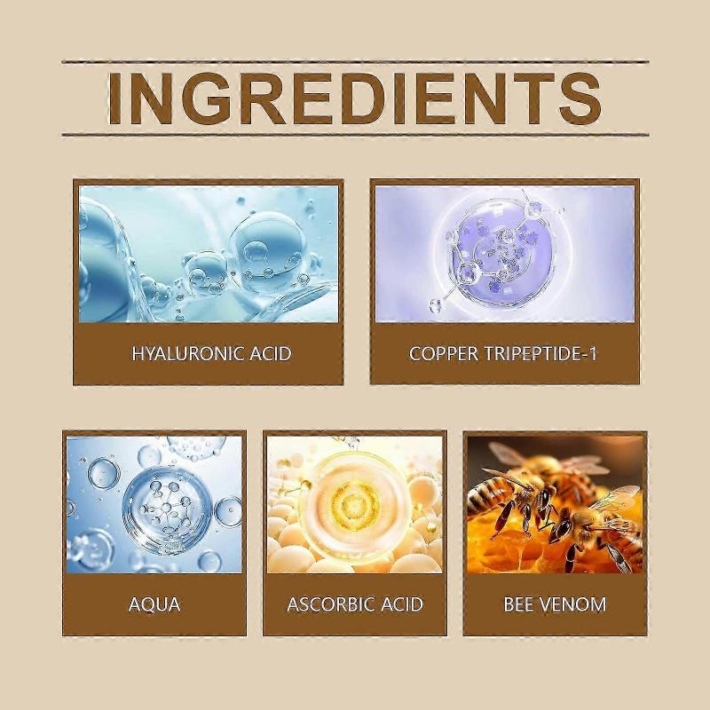 Deep Moisturizing Facial Serum with Bee Venom, Hyaluronic Acid & Vitamin C  Lifting, Firming, Hydrating & Anti-Aging Essence for Radiant, Youthful Ski