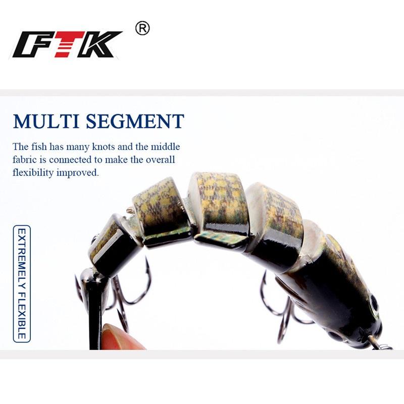 FTK 1PCS 6 Sections Hard Sinking Fishing Bass Lure Weight 20g Length 84mm