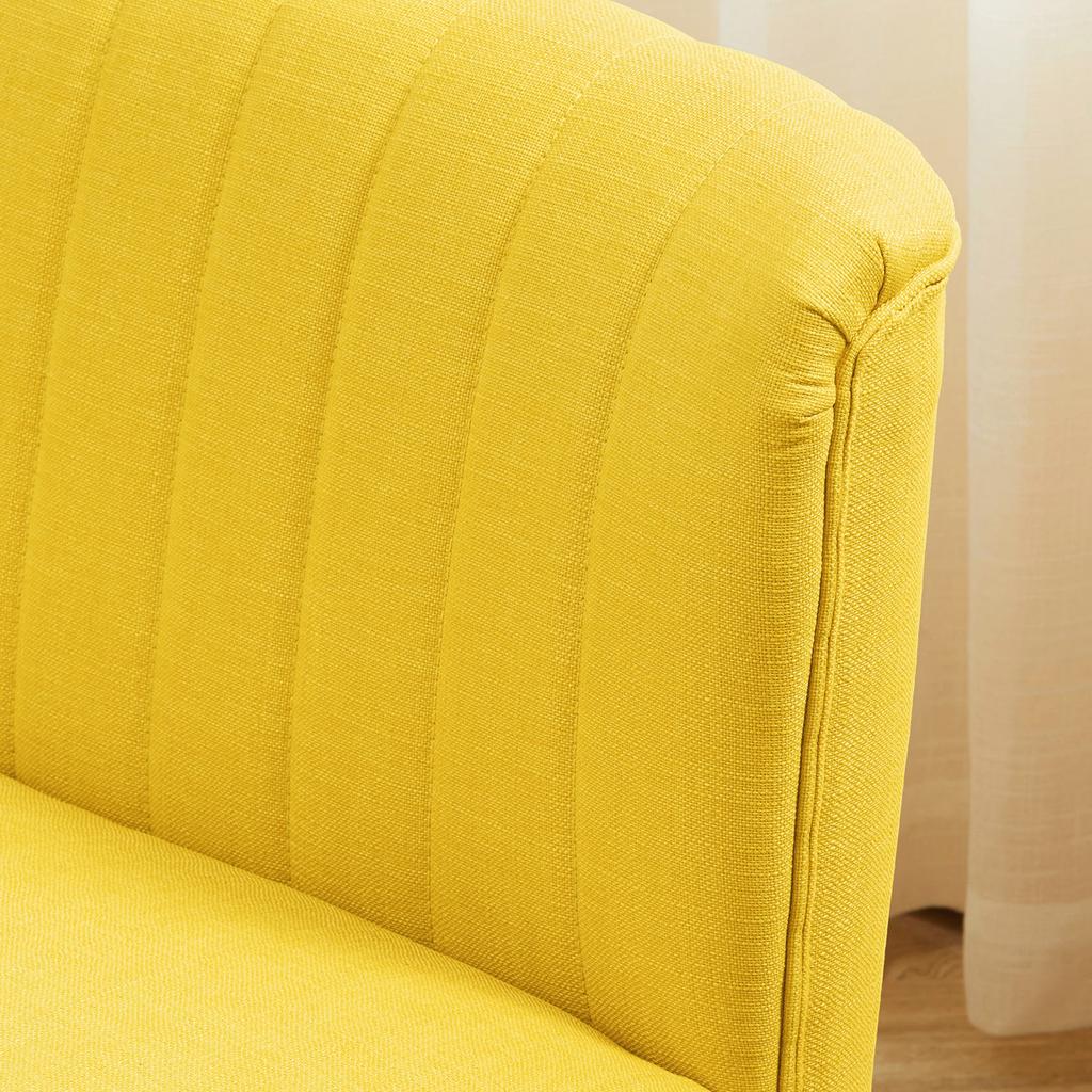 2-Seater Sofa, Soft Upholstery, Easy-Care Cover, up to 220 kg, 117 x 56.5 x 77 cm, Yellow