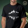Mountain Reflection Printed Motorcycle T-Shirt Men Cotton Tees O-neck Short Sleeve T Shirt Hip