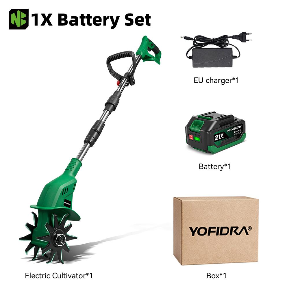 Newbeny 1600W 150MM Electric Rotary Tiller Cultivator Portable Grass Trimmer Soil Turning Lawn Mower Tool for Makita Battery Pin