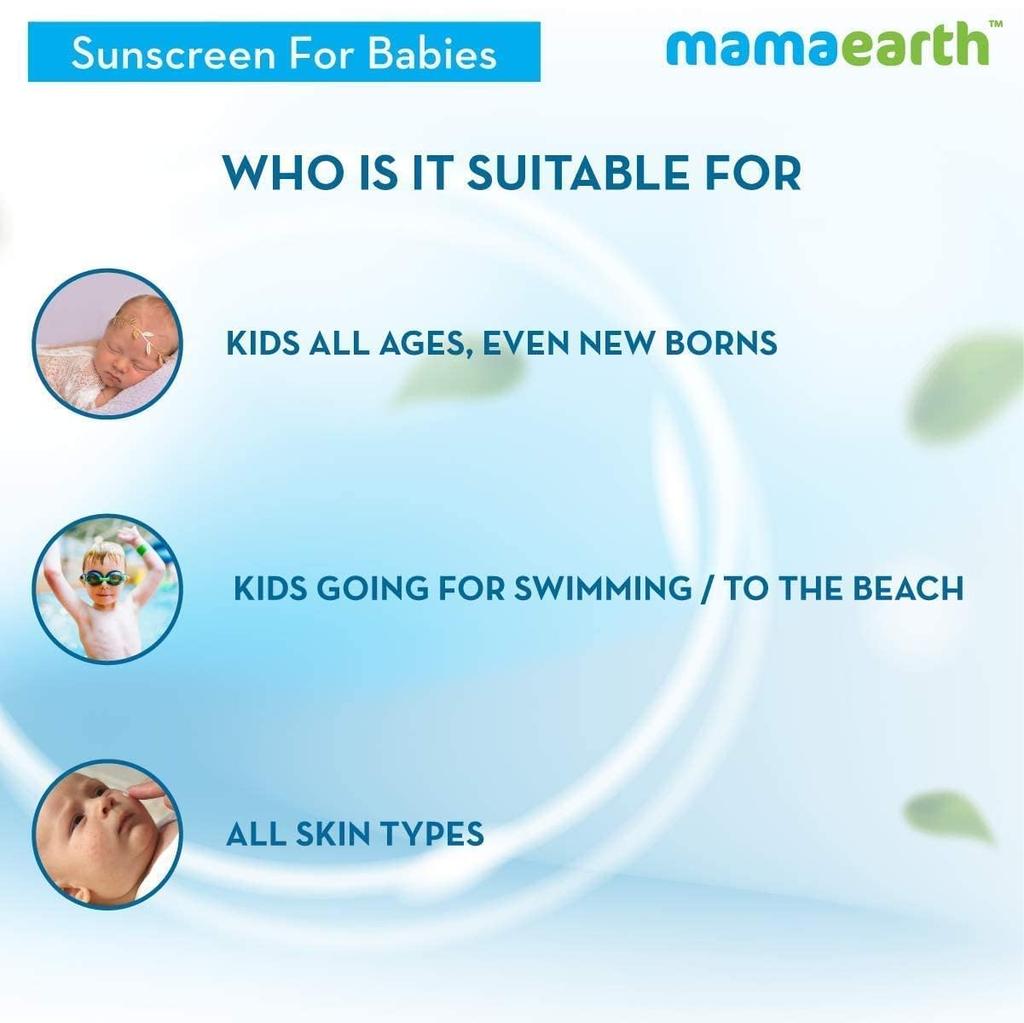 Mamaearth Mineral Sunscreen SPF 20 With Calendula & Zinc Oxide – 50ml Baby Safe Sun Protection, Waterproof & Nourishing