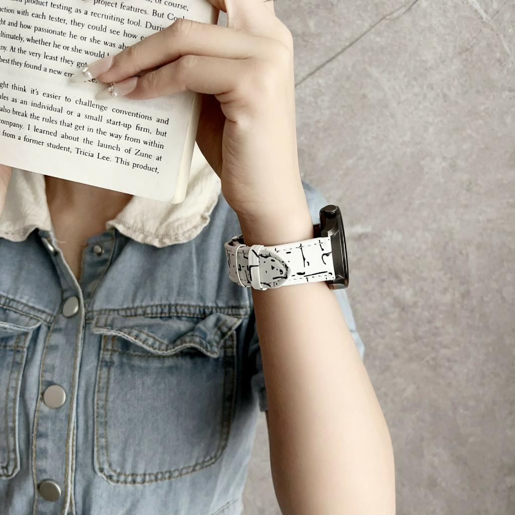 Leather Wrist Straps with Pattern For Huawei Watch GT 5 41mm 18mm Universal Watch Bands