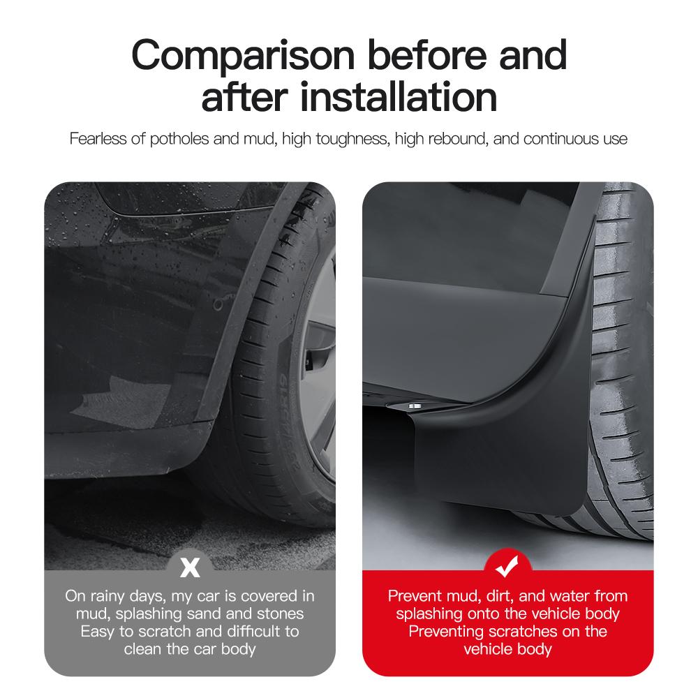 YZ For Tesla Model 3 Y Highland Juniper 2021-2025 Tesla Special Mudflaps No Need to Drill Holes Fender Protector Car Accessories