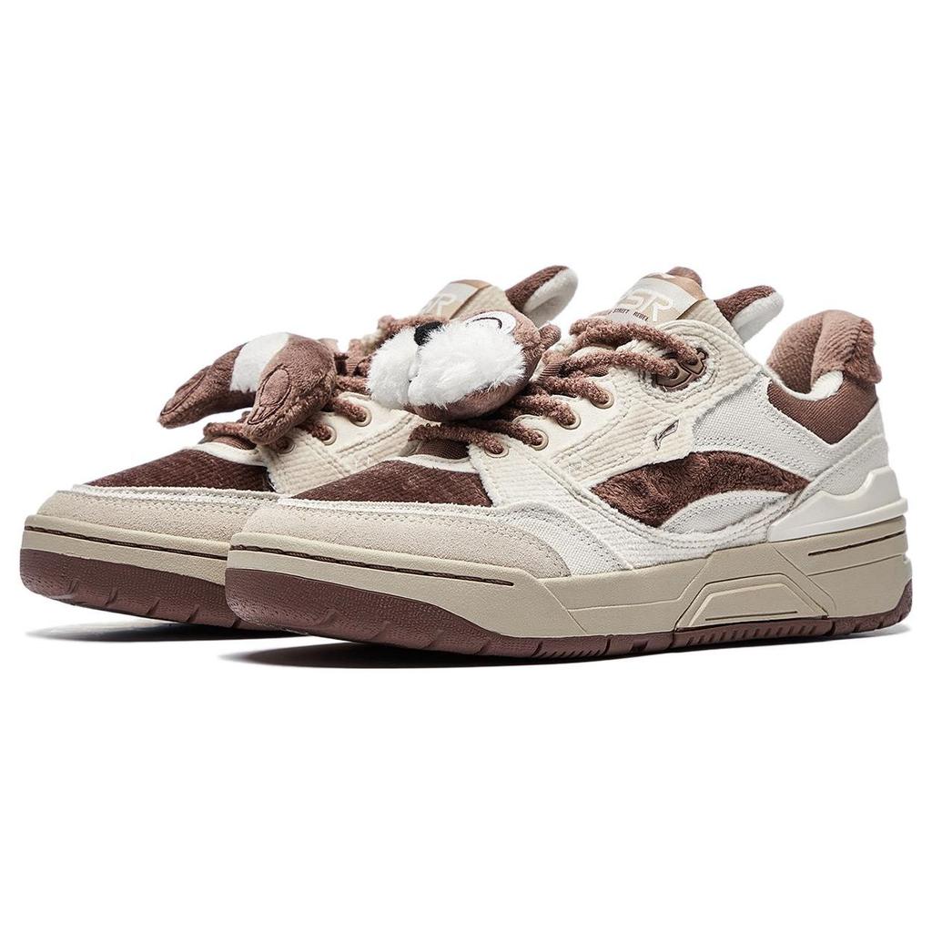 Disney X Li Ning Rsr 101 Qiqi Diti Series Non-Slip Wear-Resistant Lightweight Low-Top Basketball Culture Sneakers Women sneakers Gray Brown ABCS108-4