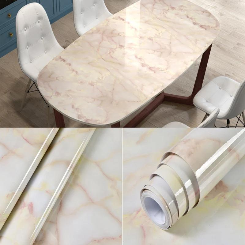 40cm Marble Kitchen Oil-Proof Film Stove 3D Waterproof Self-Adhesive Wallpaper Countertop Cabinet Renovation Tile Wall Stickers