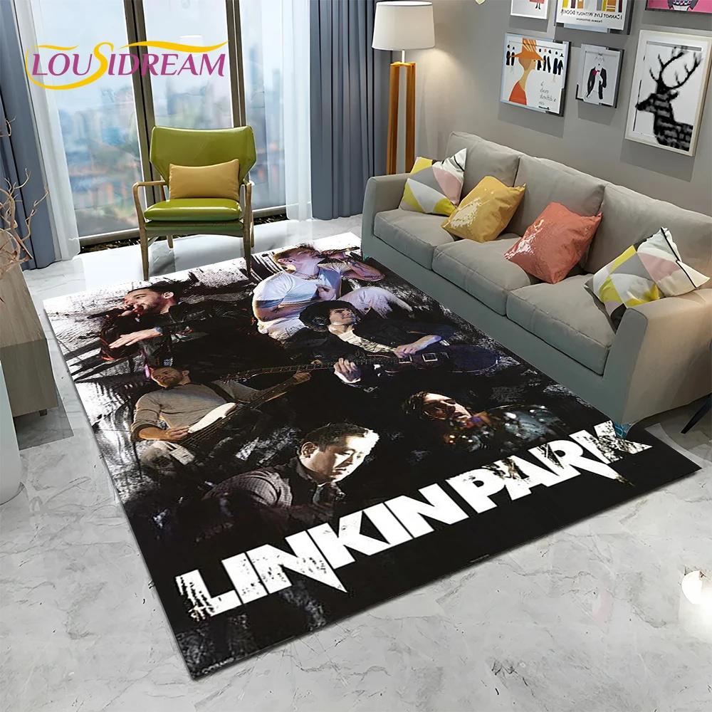 Tappeto Tappetino Decorativo 3D Retro Rock Band L-Linkin Park Logo per Casa Soggiorno Camera da Letto Divano Zerbino, Tappeto per Area Bambini Tappetino Antiscivolo