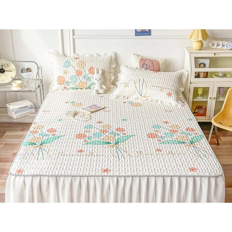 Cool Feeling Mattress Bed Skirt Bed Cover Summer Machine Washable Ice Silk Pad Household Air Conditioning Anti Slip Bed Cover