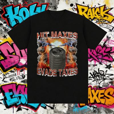 Summer Hit Maxes Evade Taxes Graphic T Shirts Fitness Funny Retro Short Sleeve T-shirt Men's 100% Pure Cotton T-shirt