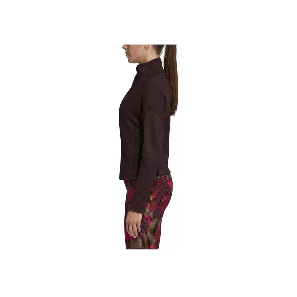 adidas Stella McCartney Soft Touch Solid Color Jacket, Women Comfortable Breathable Daily Sports Casual Night Red Black Outerwear CZ8999