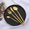 24Pcs Dinnerware Set Stainless Steel Tableware Knife Fork Tea Spoon Cutlery Set Silverware Kitchen Flatware Set For 6
