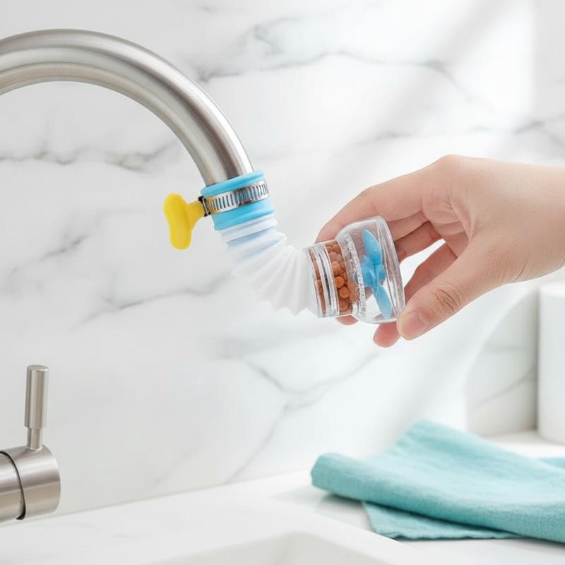 Extended Rotatable Water Tap Splash Filter Head Kitchen Water Saving Spray Nozzle Tap Extension Sprayer Filtration Clean Water