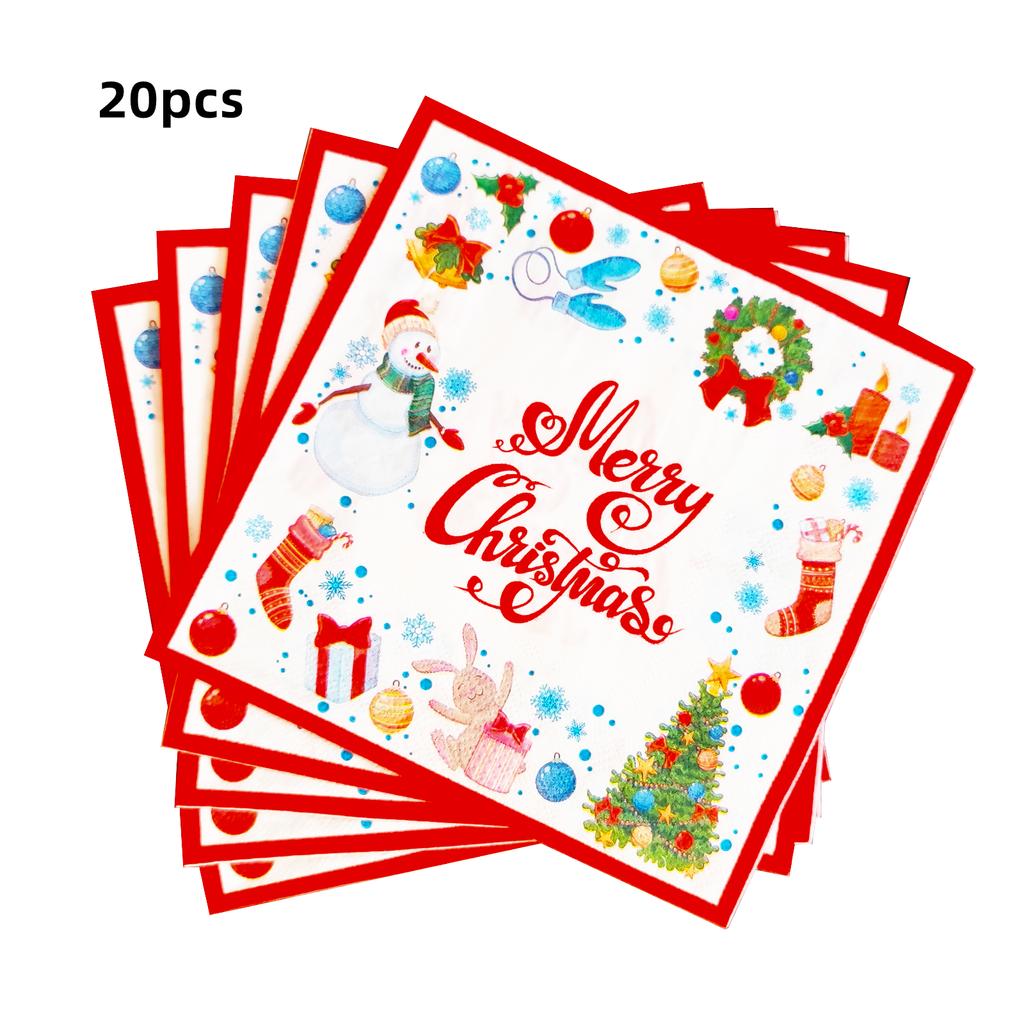 Christmas Santa Merry Claus Banner Paper Tray Paper Cup Table Cloth Accessories
