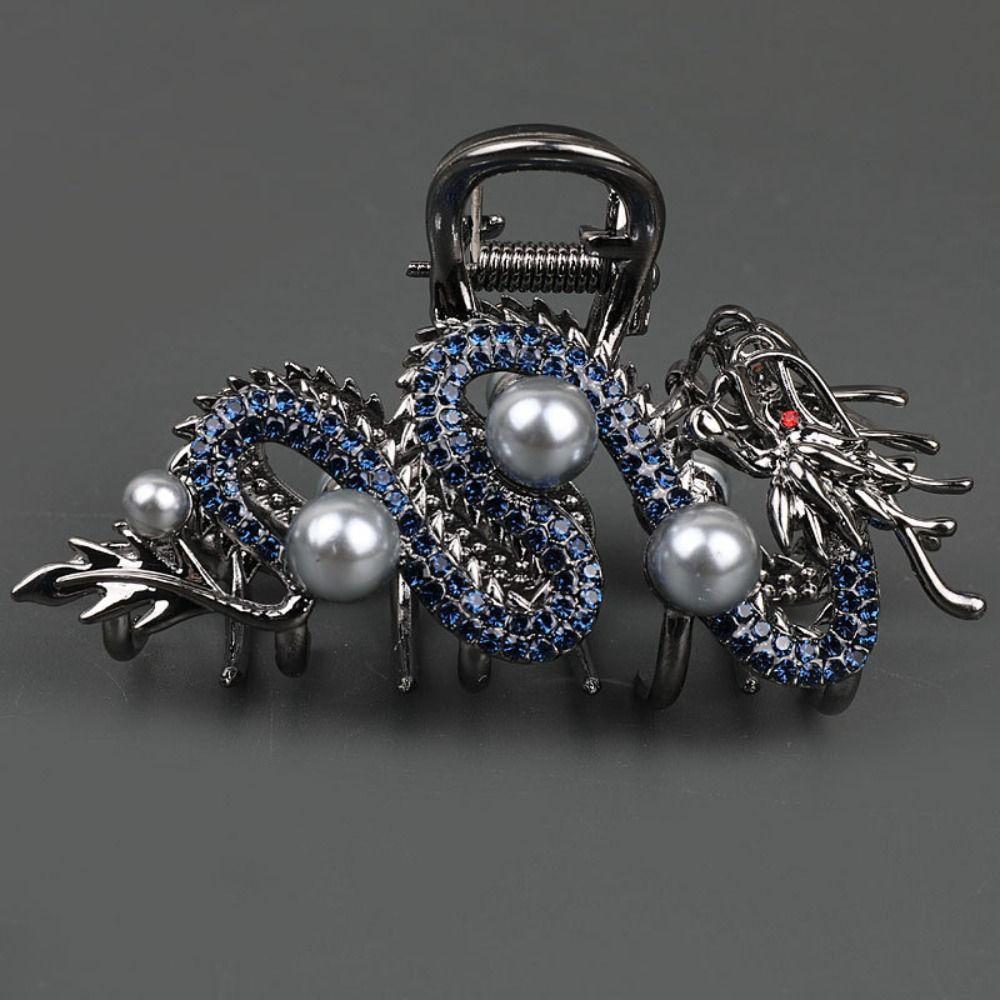 New Year Headwear Zodiac Dragon Hair Claw Pearl Rhinestone Shark Clip Animal Hair Clip Female